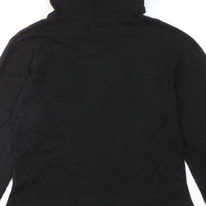 Brand and care label for Missguided women’s black cotton pullover hoodie, size UK 10, pullover