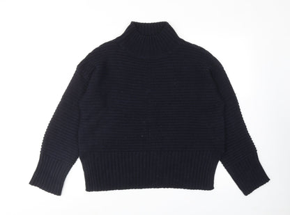 Topshop Womens Blue Mock Neck Acrylic Pullover Jumper Size 8