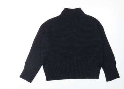 Topshop Womens Blue Mock Neck Acrylic Pullover Jumper Size 8