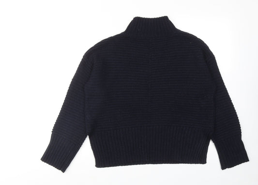 Topshop Womens Blue Mock Neck Acrylic Pullover Jumper Size 8