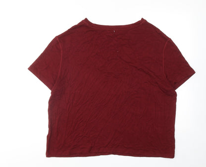 Womens UK Size L Marks and Spencer Red Basic T-Shirt