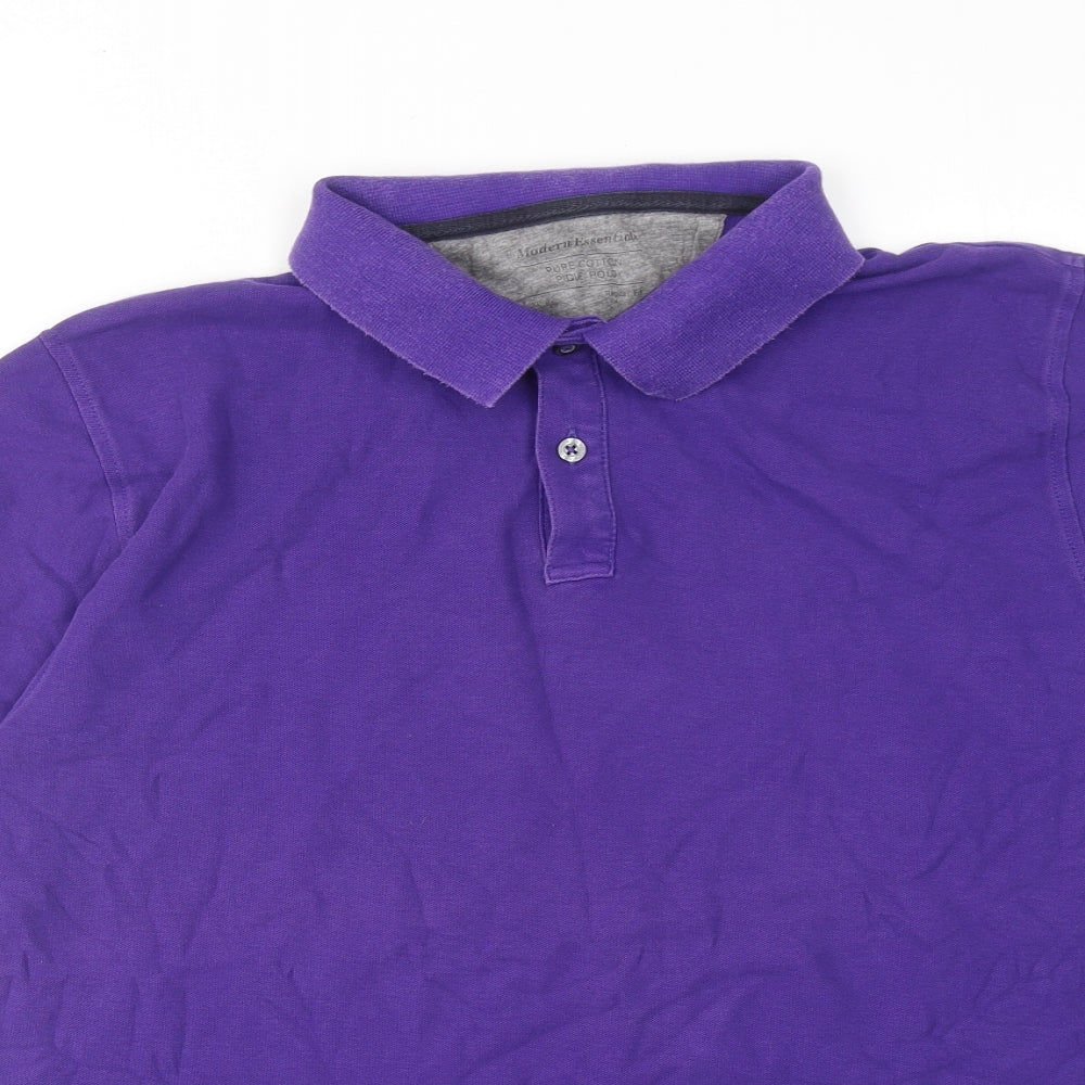 Modern Essentials Mens Purple Cotton Polo Size XL Collared Button