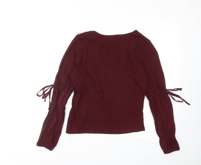 Womens UK Size 10 New Look Red Basic Blouse