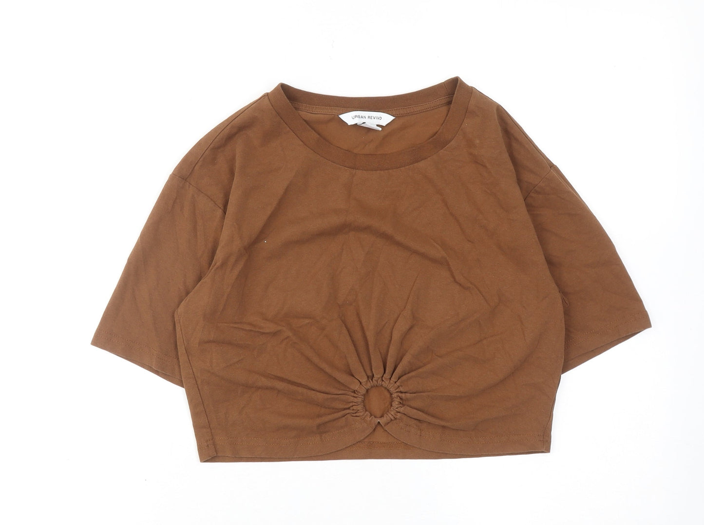 Womens UK Size 8 Urban Revivo Brown Cropped T-Shirt