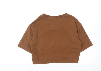 Womens UK Size 8 Urban Revivo Brown Cropped T-Shirt