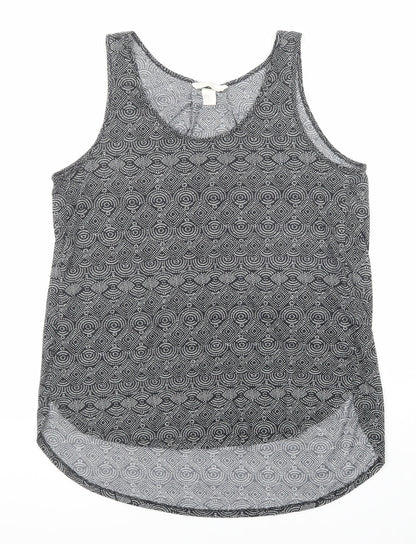 H&M Womens Black Geometric Polyester Basic Tank Size M Scoop Neck