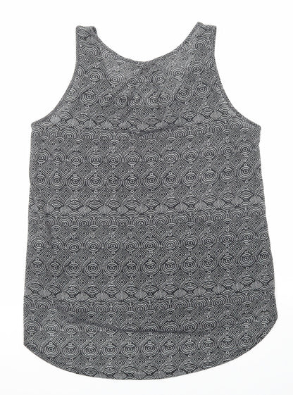 H&M Womens Black Geometric Polyester Basic Tank Size M Scoop Neck