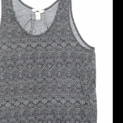 H&M Womens Black Geometric Polyester Basic Tank Size M Scoop Neck