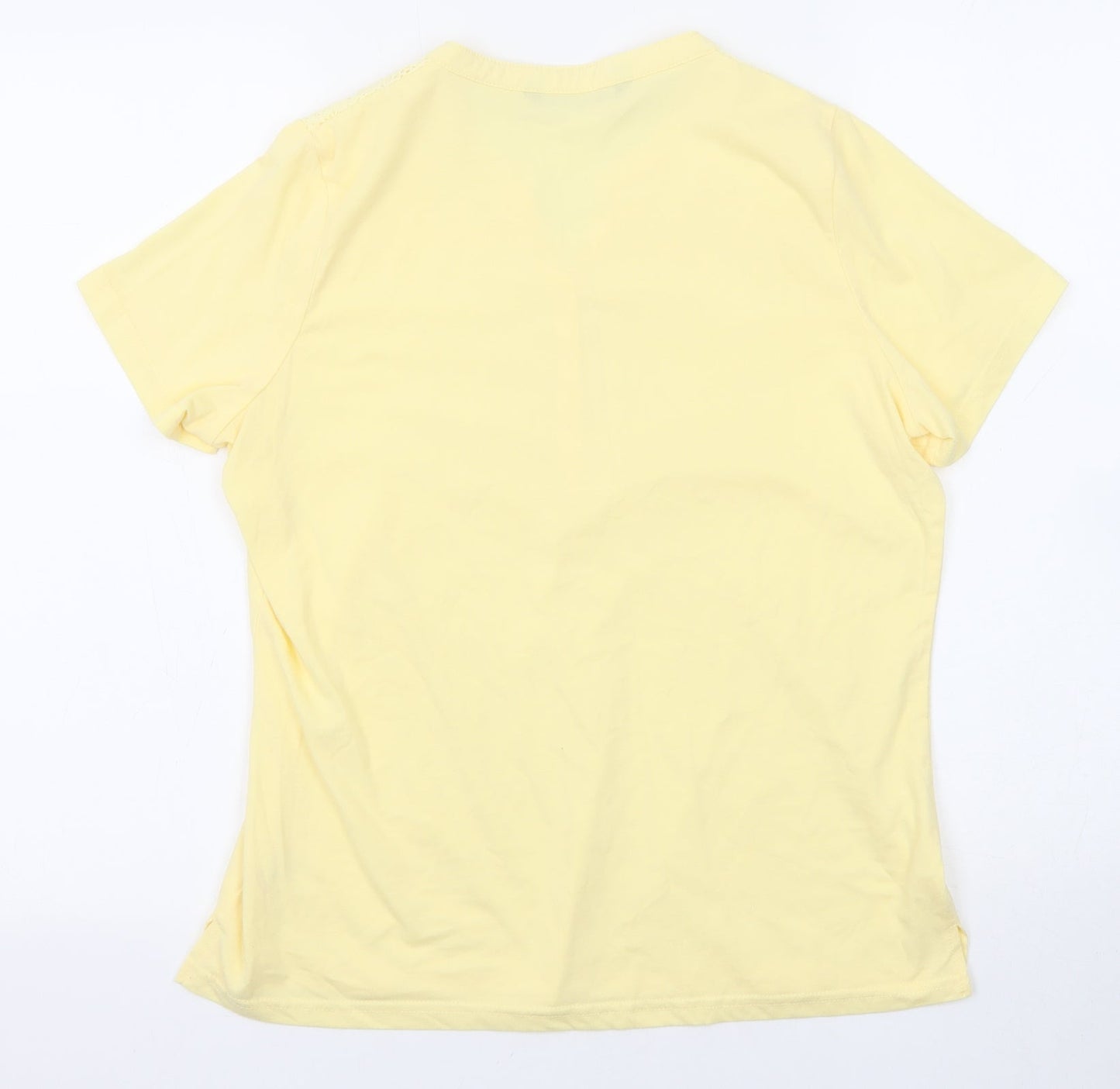 Bonmarché Womens Yellow Cotton Basic T-Shirt Size 14 V-Neck