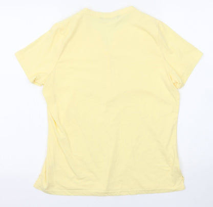 Bonmarché Womens Yellow Cotton Basic T-Shirt Size 14 V-Neck