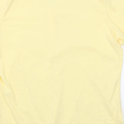 Bonmarché Womens Yellow Cotton Basic T-Shirt Size 14 V-Neck