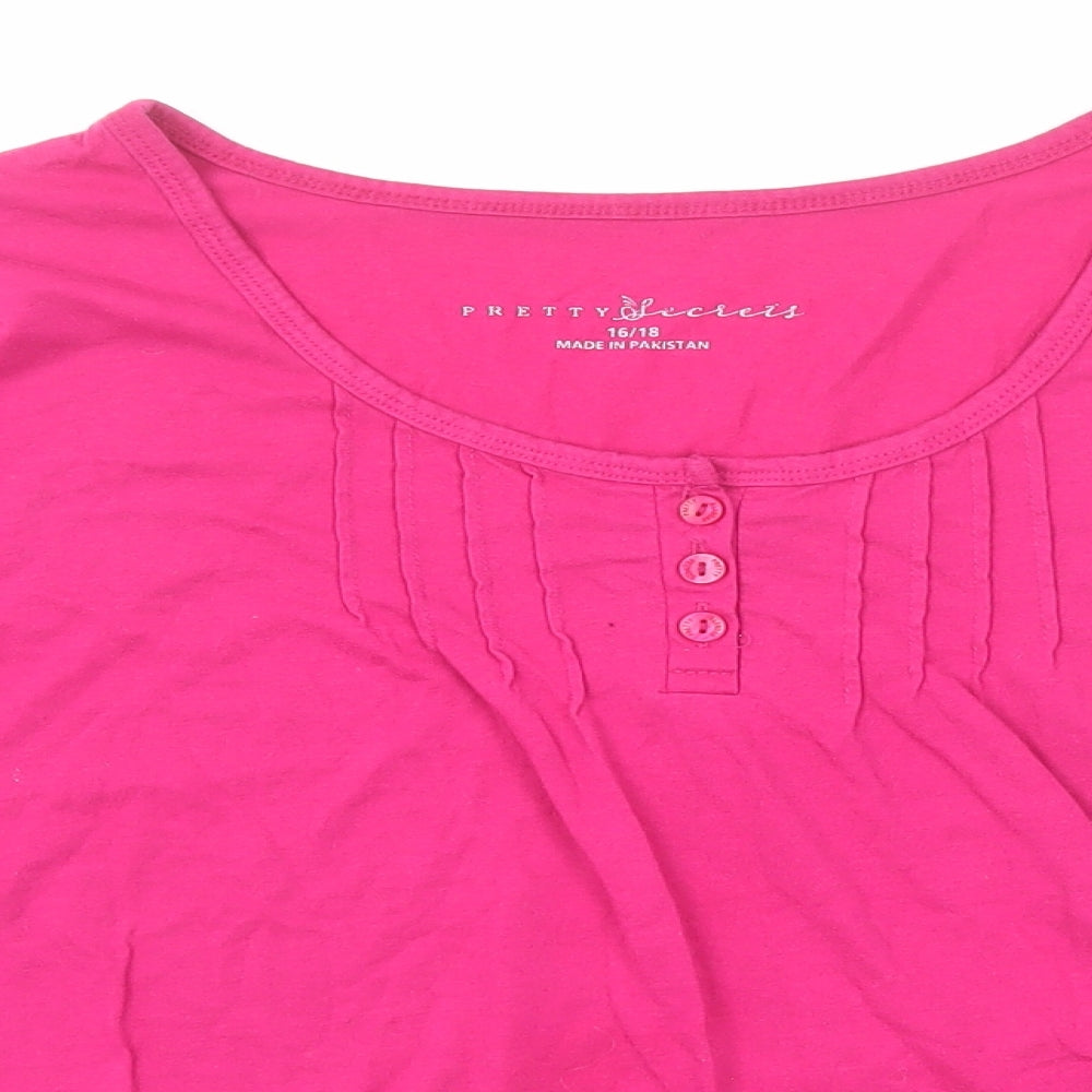 Womens UK Size 16 Pretty Secrets Pink Basic T-Shirt