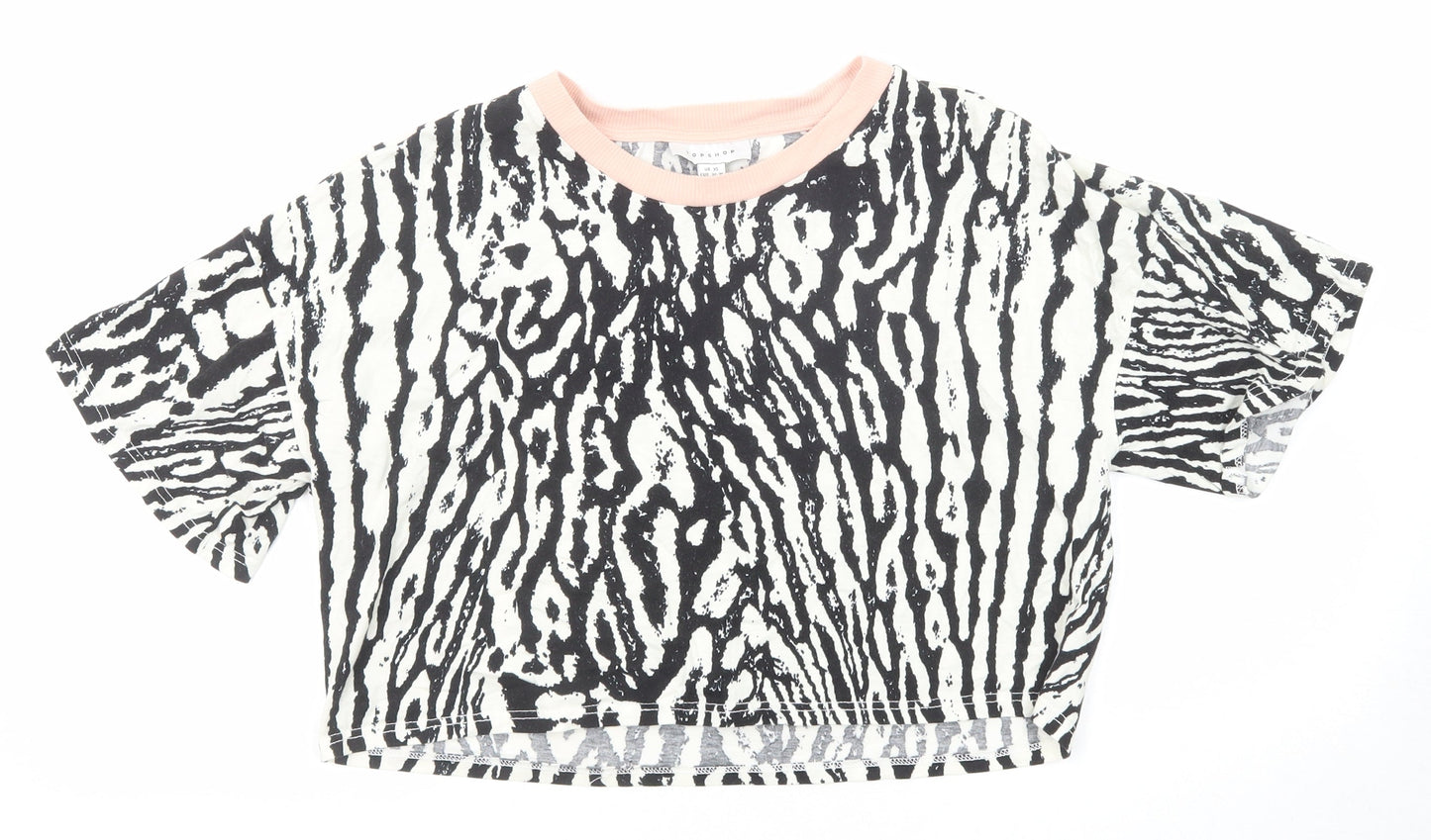 Womens UK Size XS Topshop Black Cropped T-Shirt