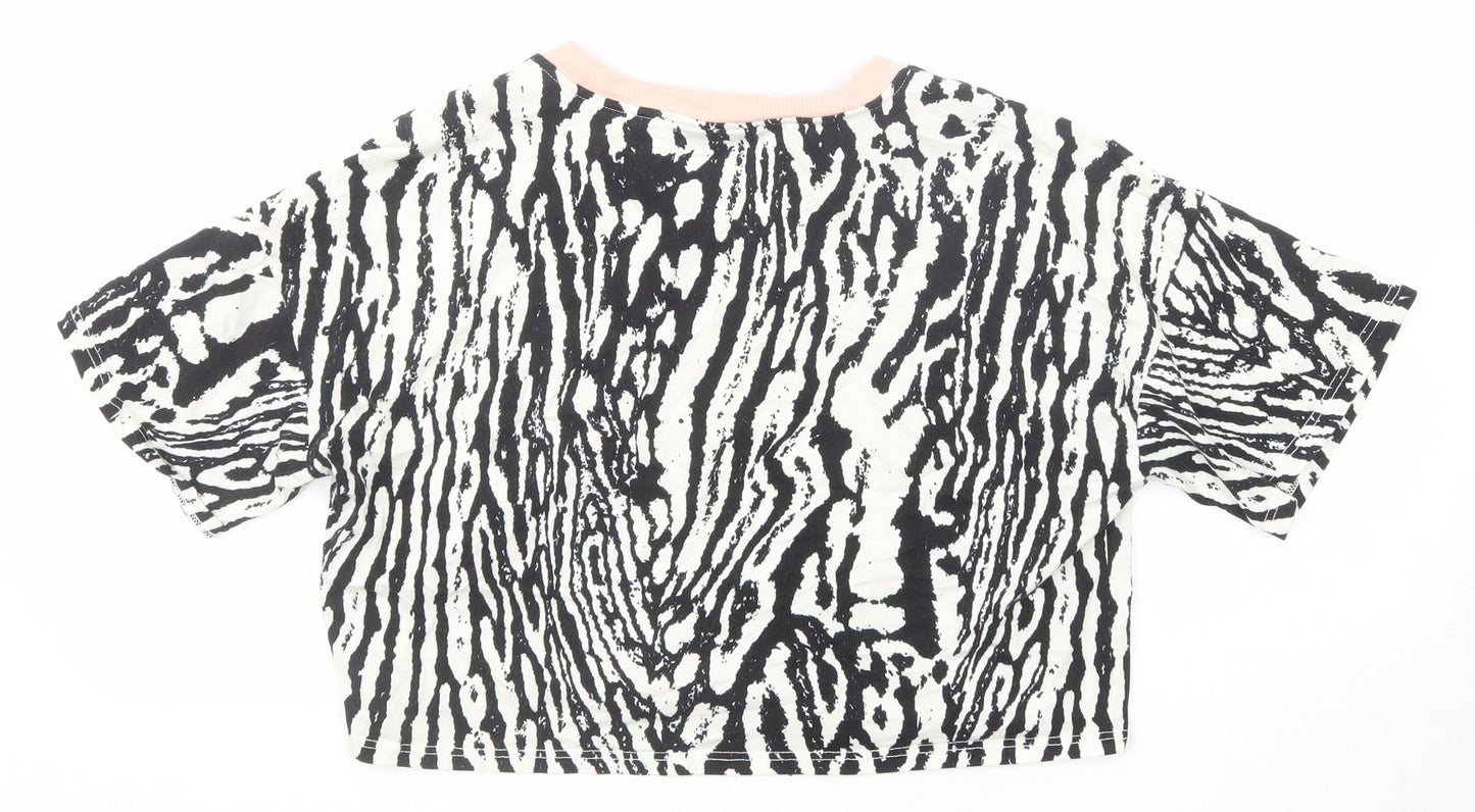 Womens UK Size XS Topshop Black Cropped T-Shirt
