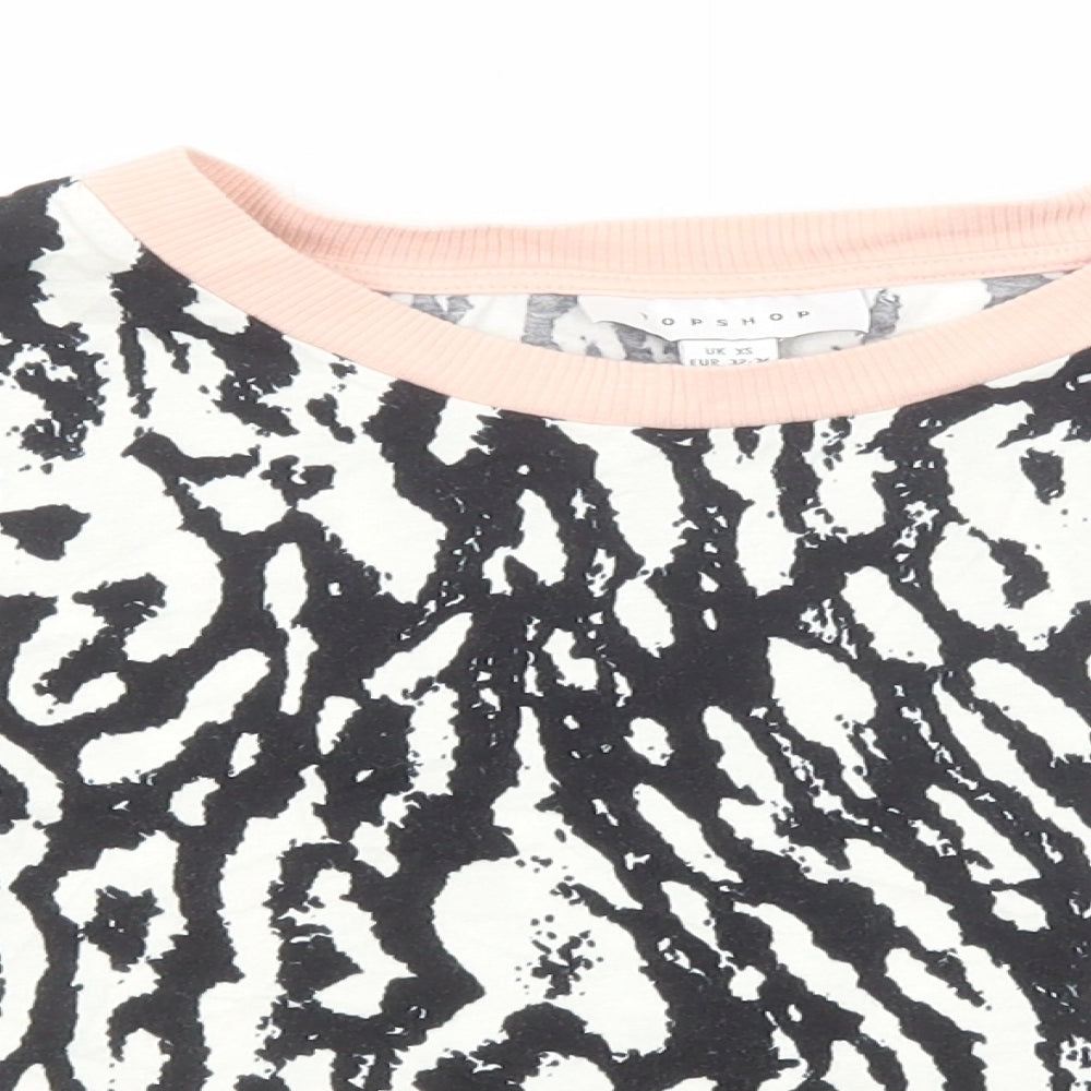 Womens UK Size XS Topshop Black Cropped T-Shirt