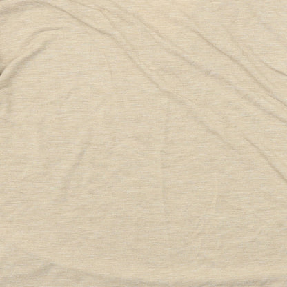 Marks and Spencer Womens Beige Polyester Basic T-Shirt Size 8 V-Neck