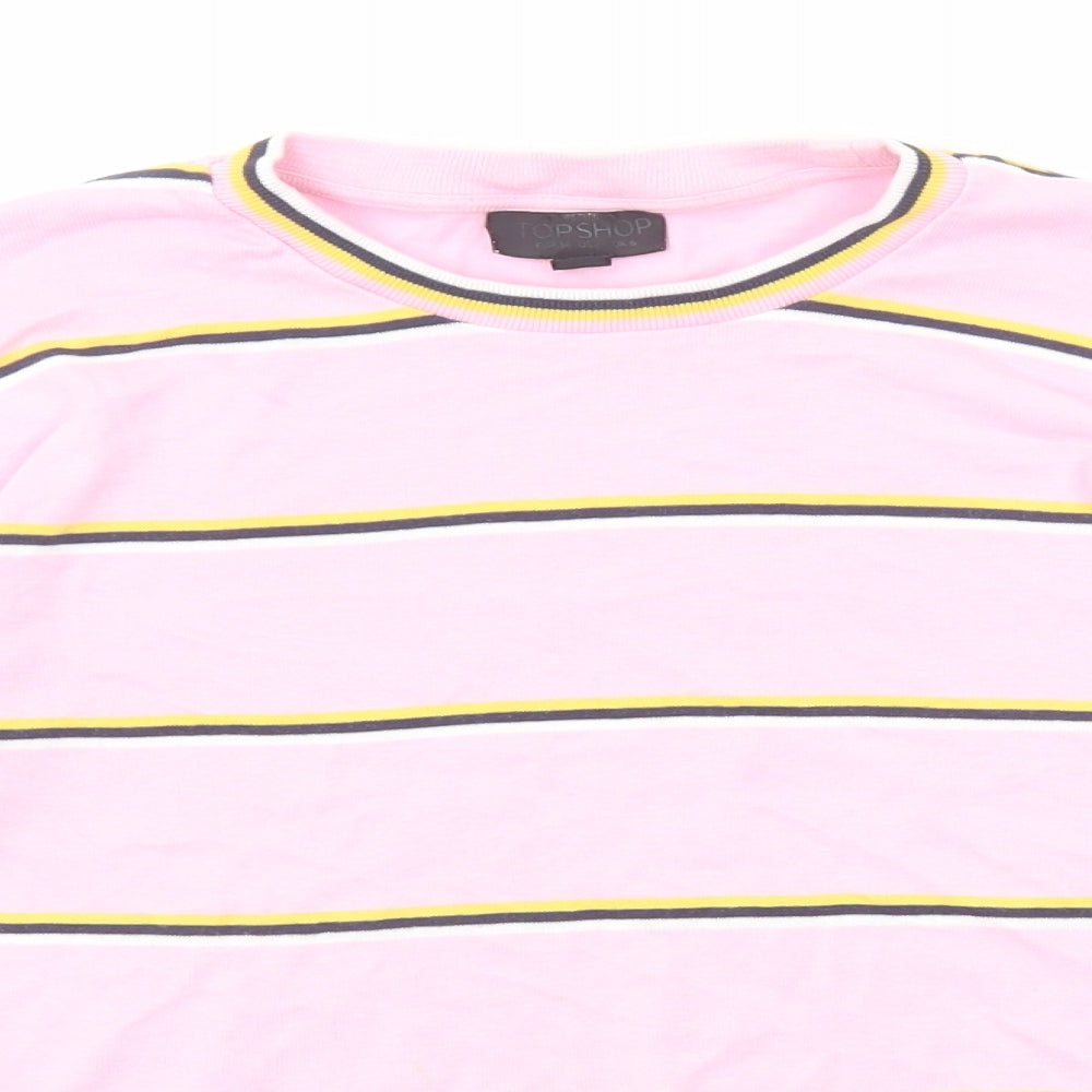 Womens UK Size 6 Topshop Pink Cropped T-Shirt