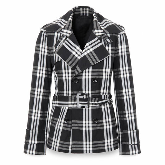 Zara Womens Black Plaid Jacket Size L Button