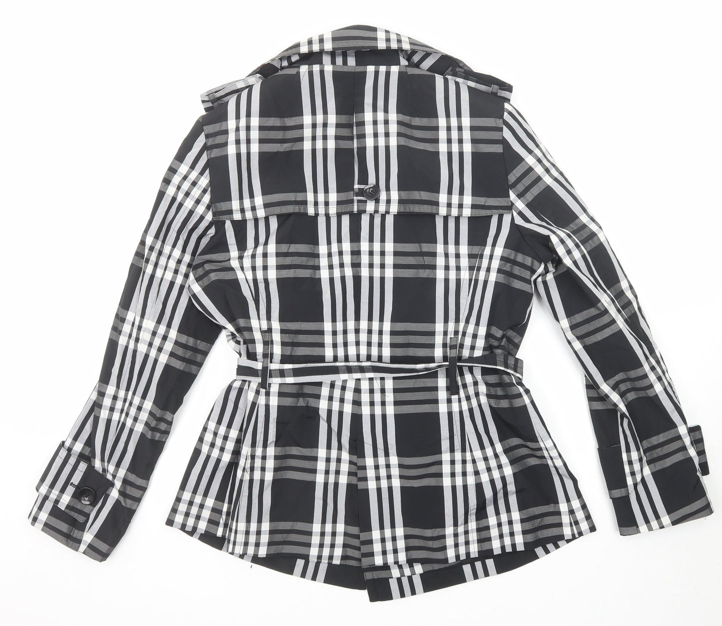 Zara Womens Black Plaid Jacket Size L Button