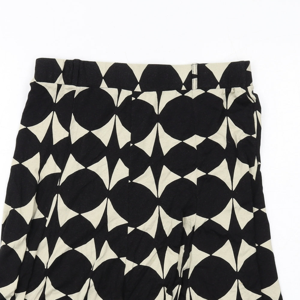 Marks and Spencer Womens Black Geometric Viscose Swing Skirt Size 12
