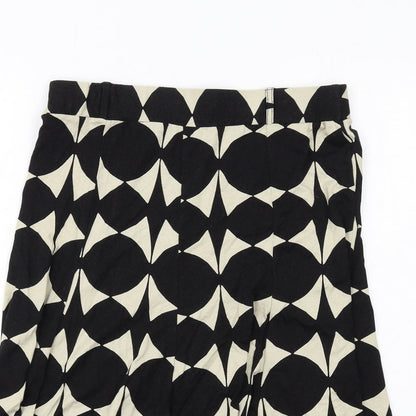 Marks and Spencer Womens Black Geometric Viscose Swing Skirt Size 12