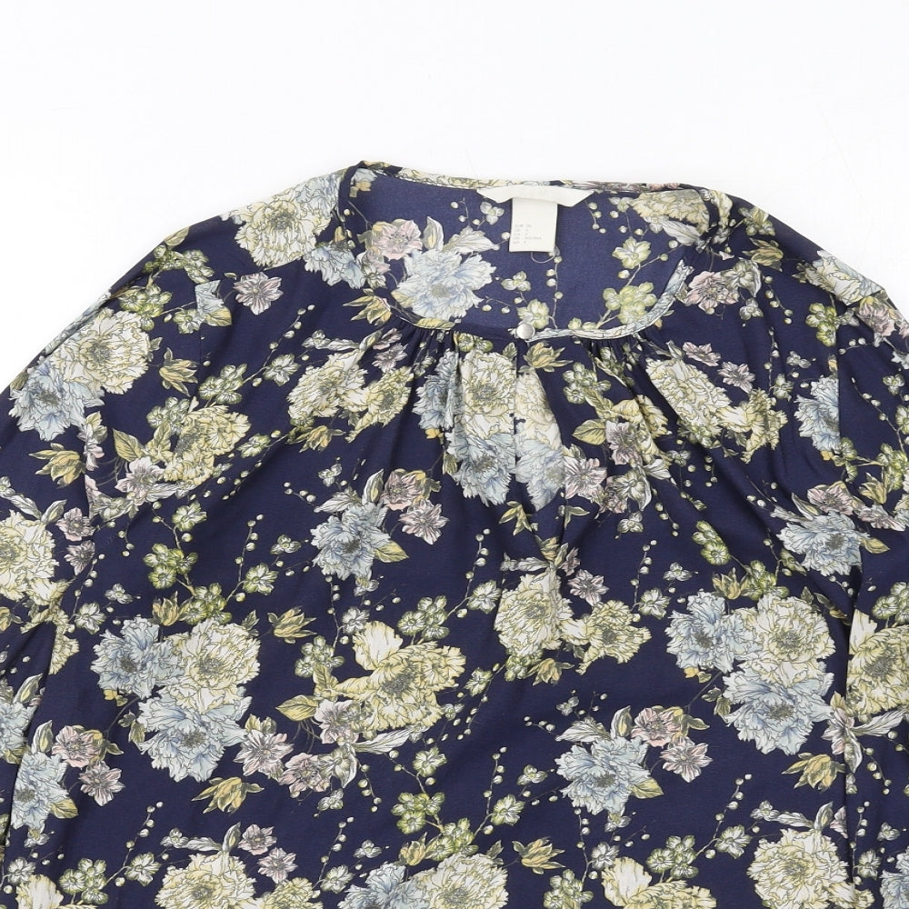 Womens UK Size 8 H&M Blue Basic Blouse