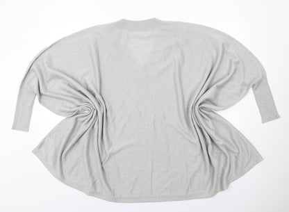 Kaleidoscope Womens Grey V-Neck Acrylic Pullover Jumper Size M - Size M-L