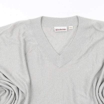 Kaleidoscope Womens Grey V-Neck Acrylic Pullover Jumper Size M - Size M-L