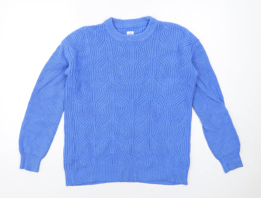 John Lewis Womens Blue Round Neck Nylon Pullover Jumper Size 8