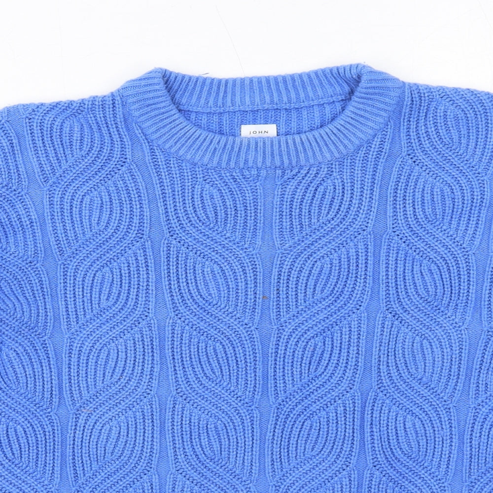 John Lewis Womens Blue Round Neck Nylon Pullover Jumper Size 8