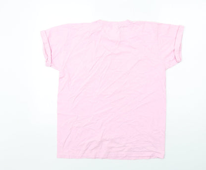 Boohoo Womens Pink Cotton Basic T-Shirt Size M Round Neck - Xoxo