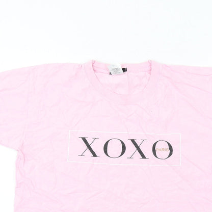 Boohoo Womens Pink Cotton Basic T-Shirt Size M Round Neck - Xoxo