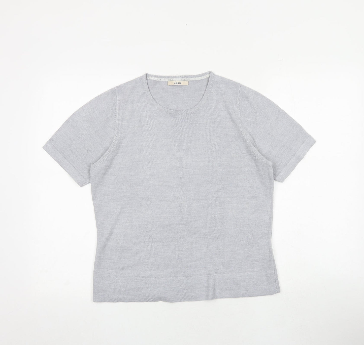 Classic Womens Grey Round Neck Acrylic Pullover Jumper Size 14