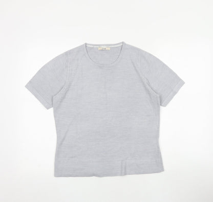 Classic Womens Grey Round Neck Acrylic Pullover Jumper Size 14