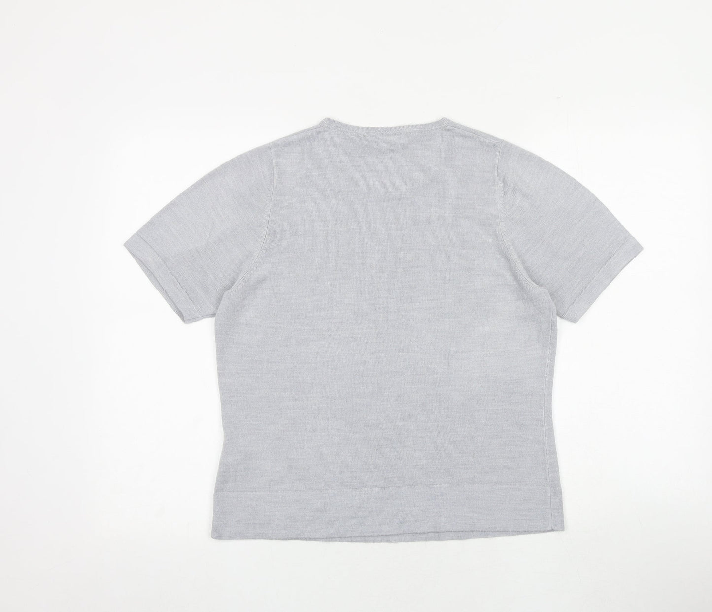 Classic Womens Grey Round Neck Acrylic Pullover Jumper Size 14