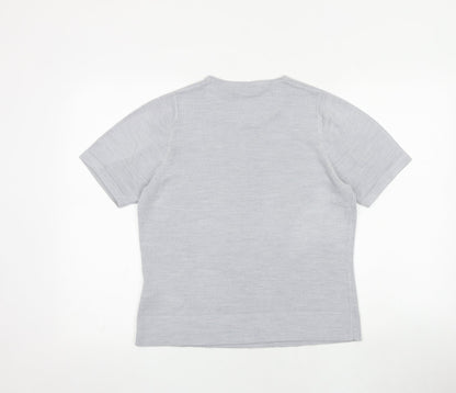 Classic Womens Grey Round Neck Acrylic Pullover Jumper Size 14