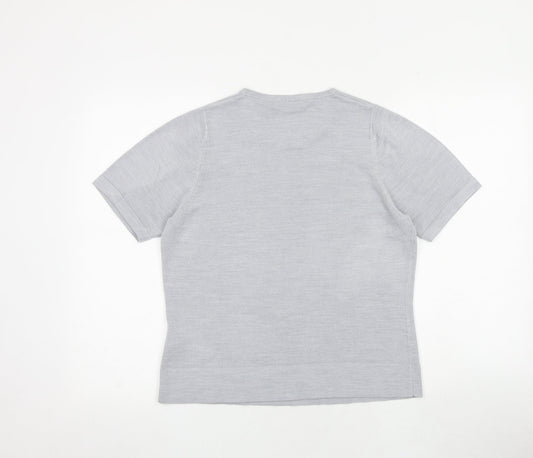 Classic Womens Grey Round Neck Acrylic Pullover Jumper Size 14