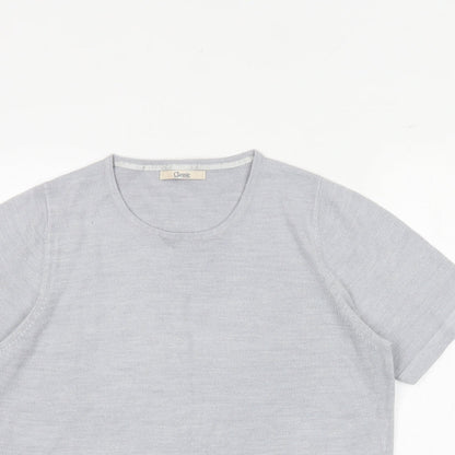 Classic Womens Grey Round Neck Acrylic Pullover Jumper Size 14