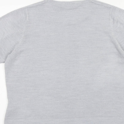 Classic Womens Grey Round Neck Acrylic Pullover Jumper Size 14
