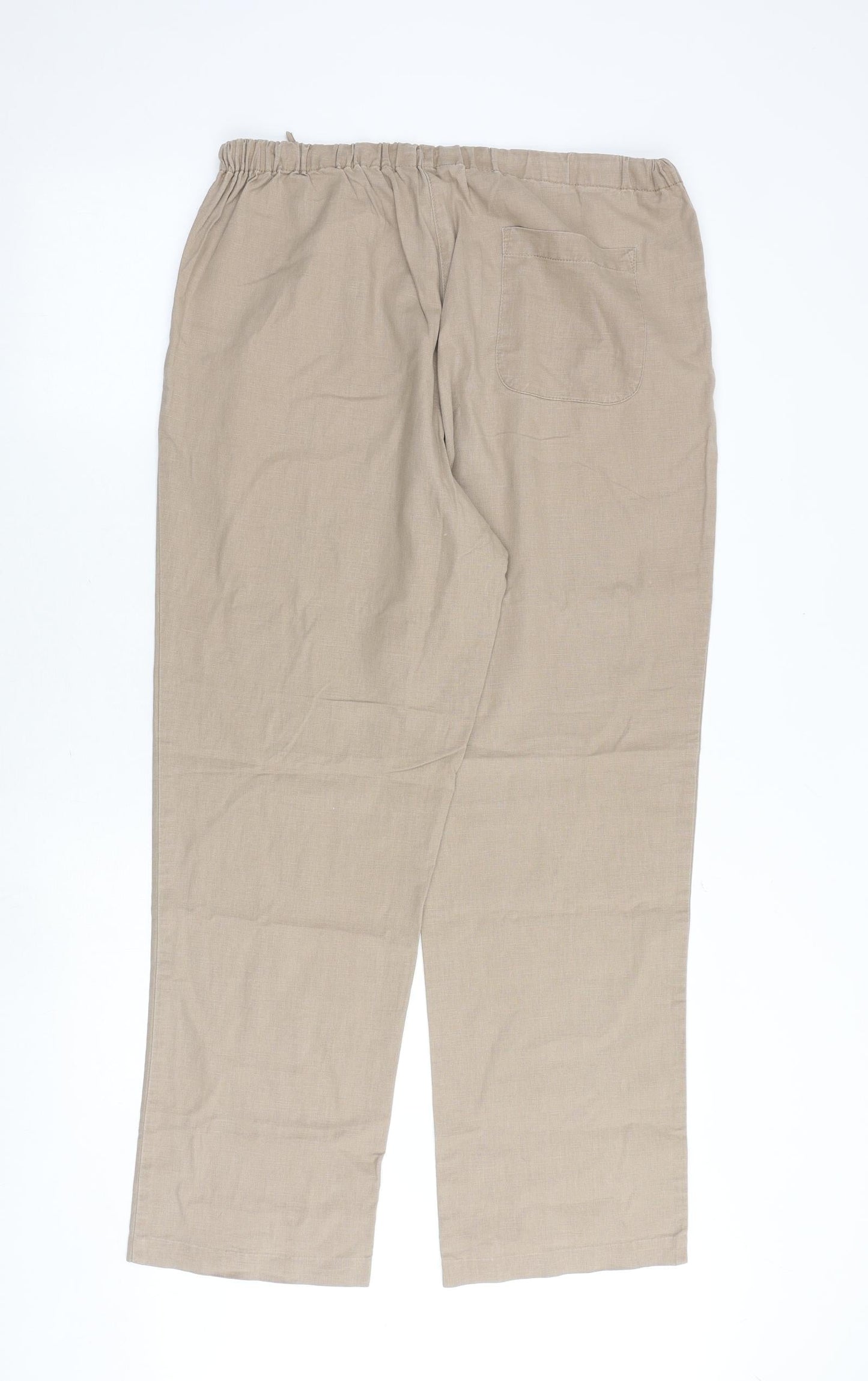 Hawkshead Womens Brown Linen Trousers Size 14 Regular Zip