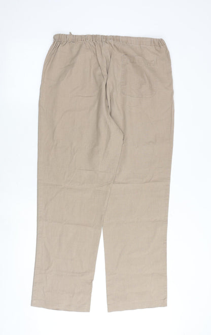 Hawkshead Womens Brown Linen Trousers Size 14 Regular Zip