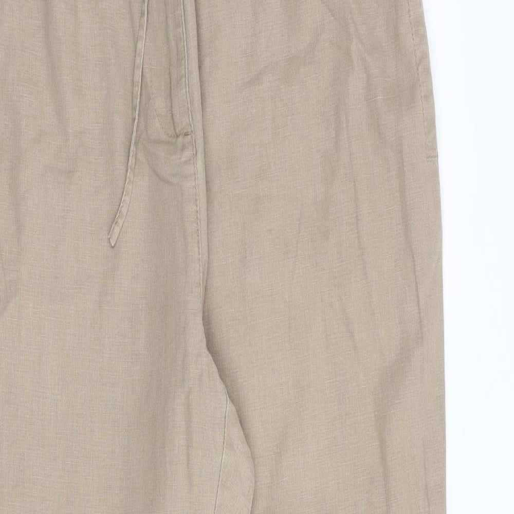 Hawkshead Womens Brown Linen Trousers Size 14 Regular Zip