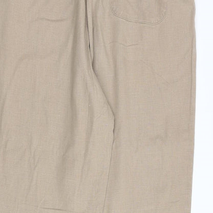 Hawkshead Womens Brown Linen Trousers Size 14 Regular Zip