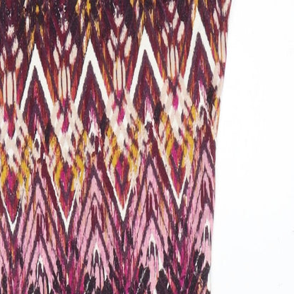 New Look Womens Multicoloured Geometric Polyester Bodycon Size 6 Round Neck Pullover