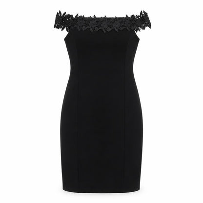 Miss Selfridge Womens Black Polyester Bodycon Size 4 Off the Shoulder Pullover
