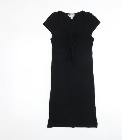 Miss Selfridge Womens Black Polyester A-Line Size 10 V-Neck Pullover