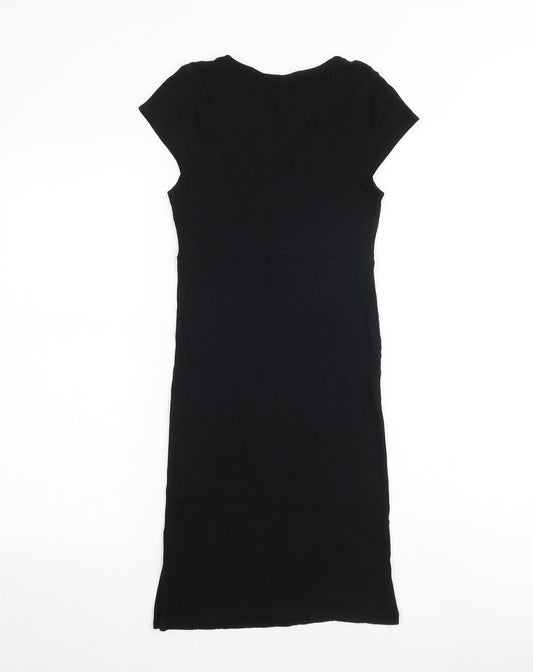 Miss Selfridge Womens Black Polyester A-Line Size 10 V-Neck Pullover