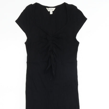 Miss Selfridge Womens Black Polyester A-Line Size 10 V-Neck Pullover