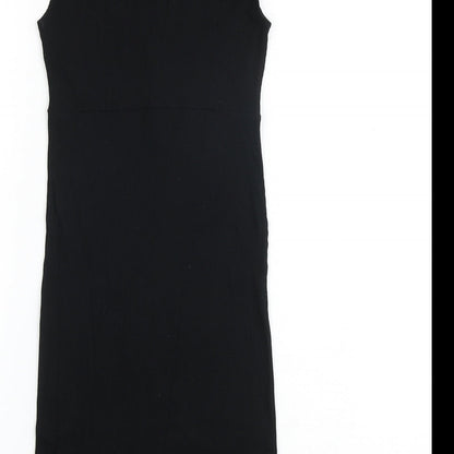 Miss Selfridge Womens Black Polyester A-Line Size 10 V-Neck Pullover