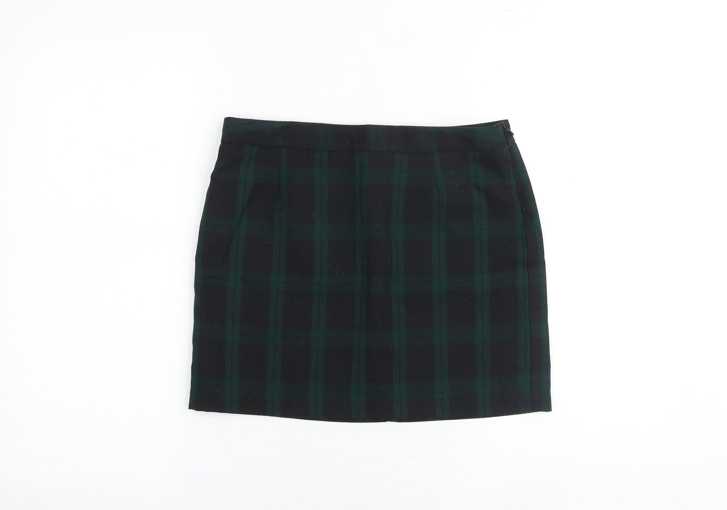Gap Womens Green Plaid Polyester Mini Skirt Size 30 in Zip